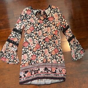 Xhilaration Pink and Gray Floral Dress